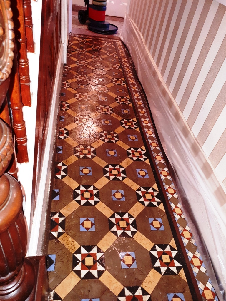 Victorian Tiled Hallway Floor During Cleaning Dudley