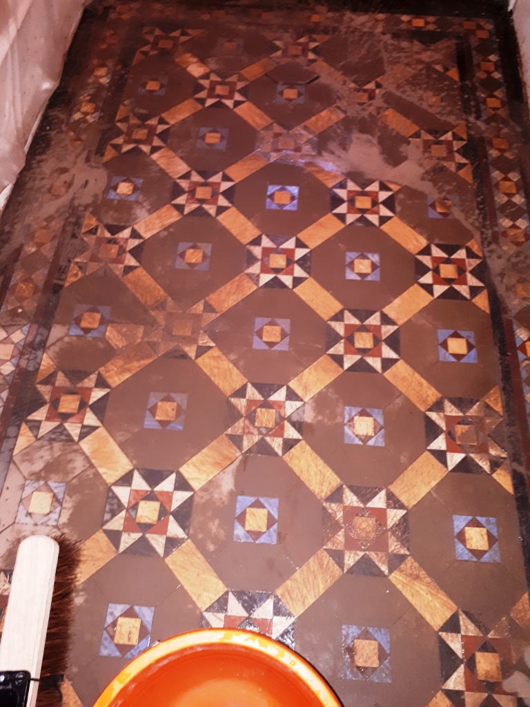 Victorian Tiled Hallway Floor During Cleaning Dudley