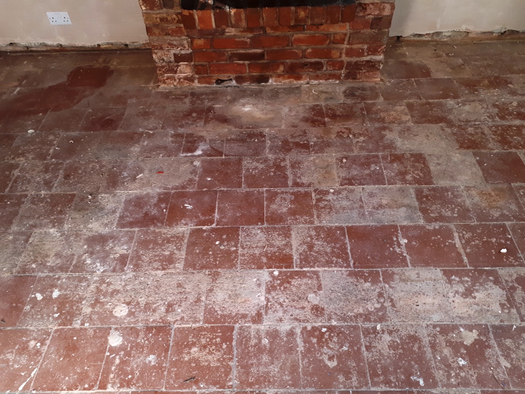 Quarry Tiled Floor Before Restoration Rednal