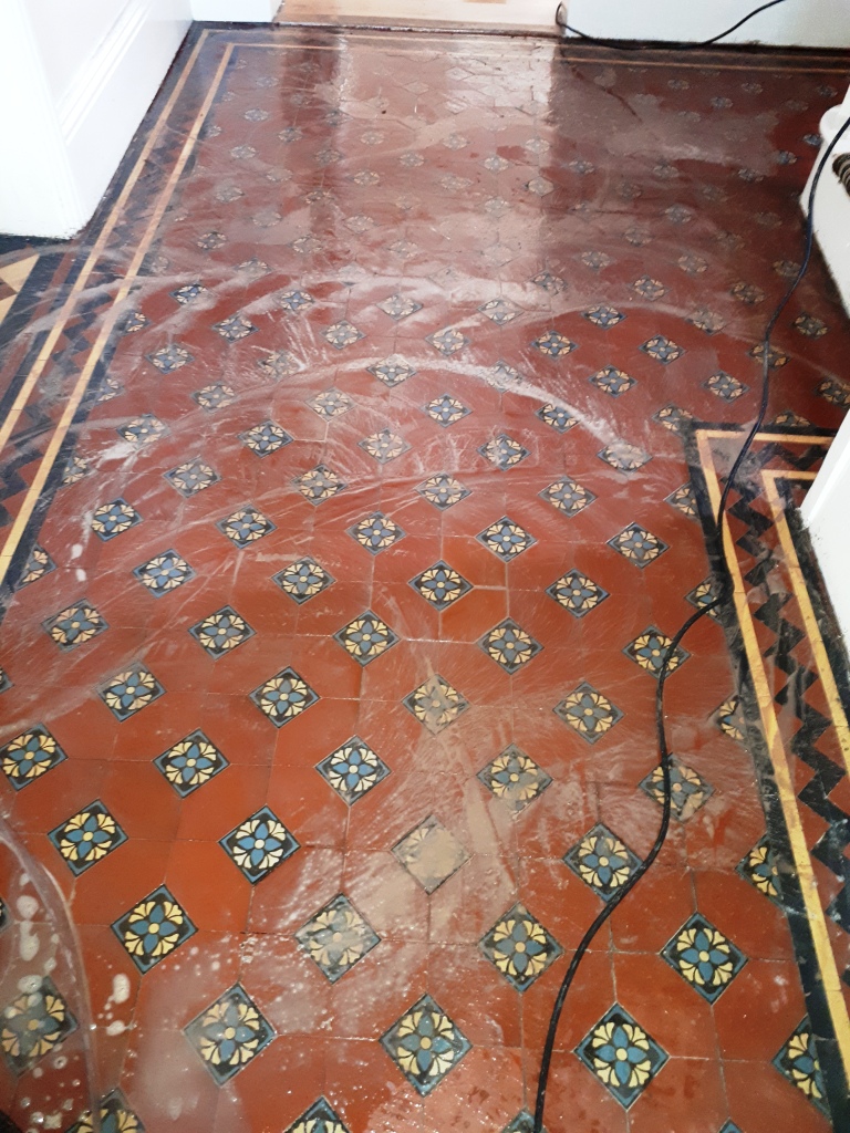 Victorian Tiled Hallway During Cleaning Darlaston