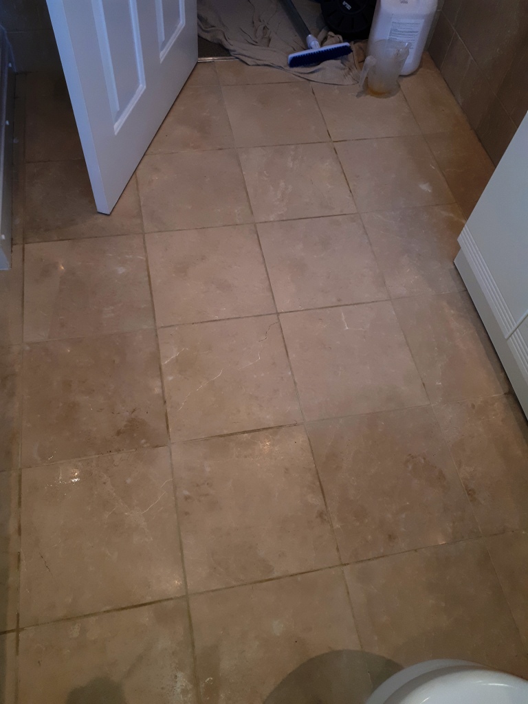 Marble Tiled Bathroom Floor Before Cleaning Brownhills Walsall