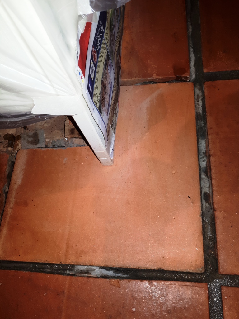 Mexican Terracotta Tiles Before Grout Cleaning Redditch