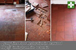 Flood Damaged Quarry Tiled Floor Before After Restoration Bearwood