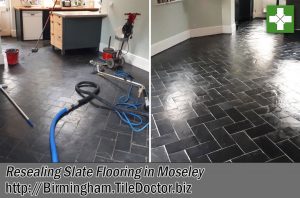 Slate Tiled Floor Before and After Sealing Moseley