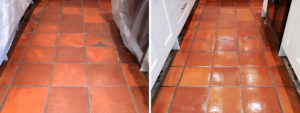 Mexican Terracotta Tiles Before and After Resealing Redditch