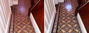 Victorian Tiled Hallway Floor Before and After Cleaning Dudley