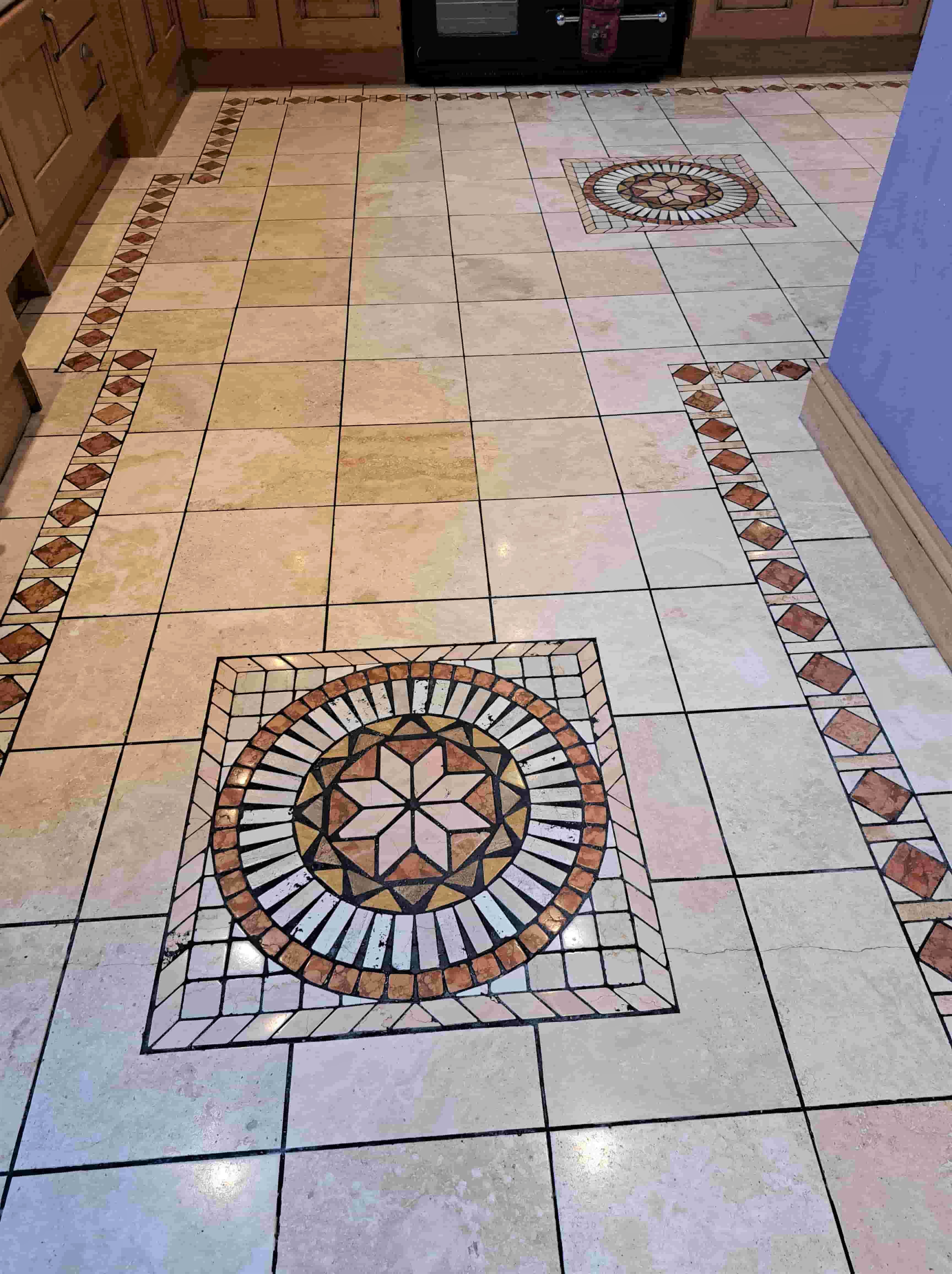 Travertine Tiled Floor After Cleaning Polishing Wolverhampton