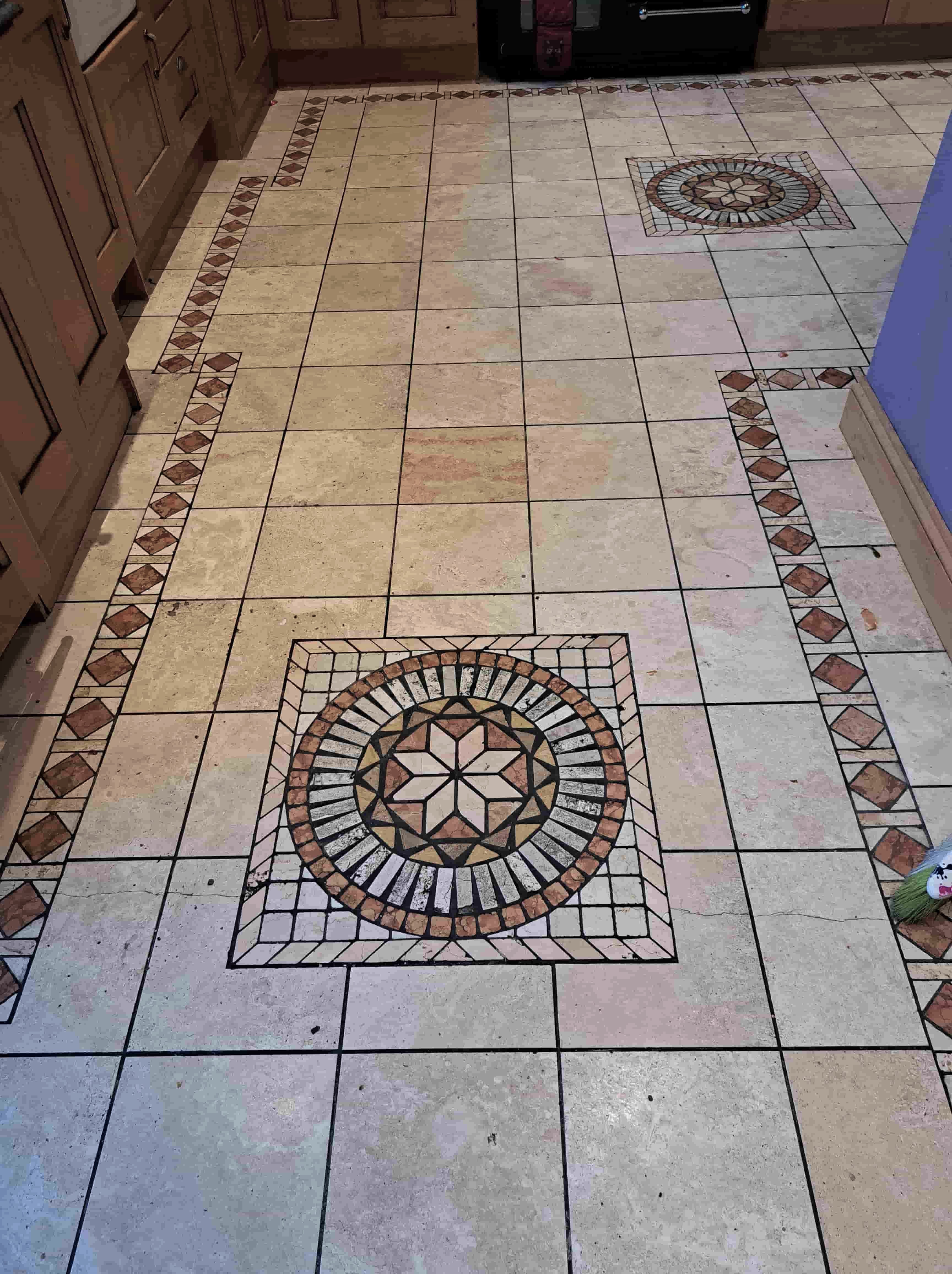 Travertine Tiled Floor Before Cleaning Wolverhampton