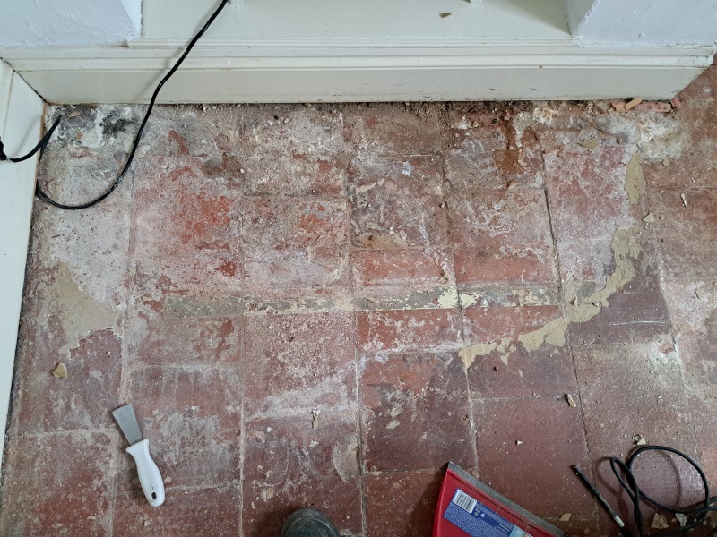 Quarry Tiled Floor During Restoration Bournville