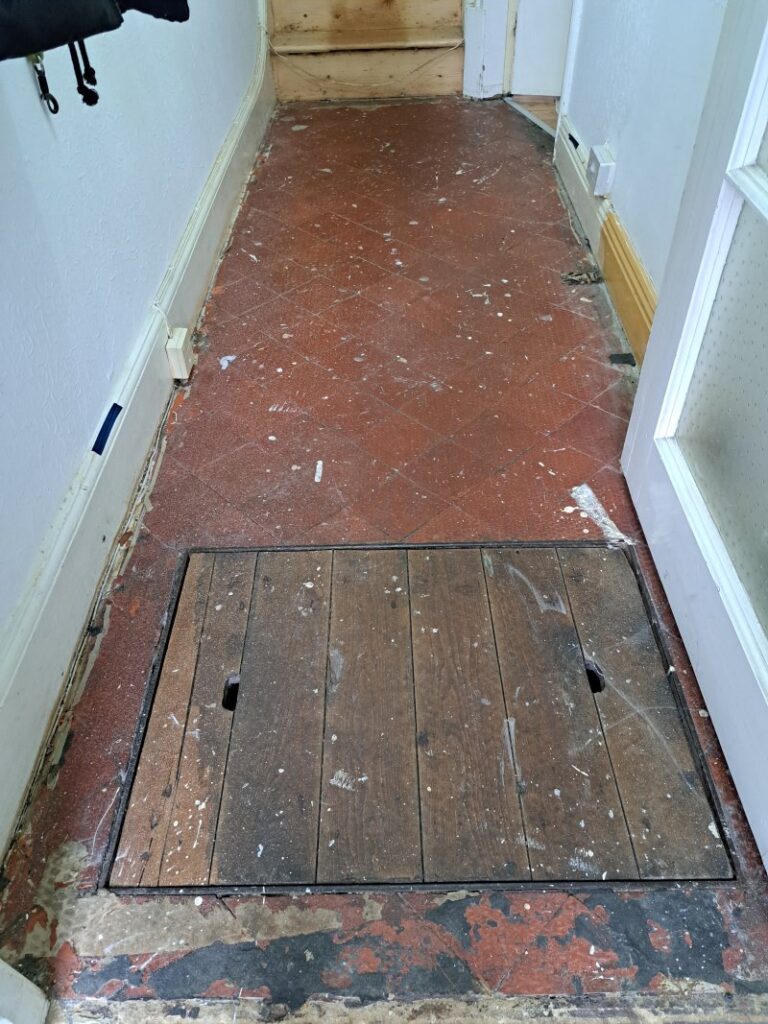 Quarry Tiled Hallway Before Restoration Bournville